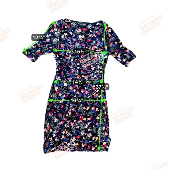 Lauren‎ Ralph Womens Floral Babydoll Dress Size 4 Jersey Colorful Stretch Fitted - Picture 2 of 8